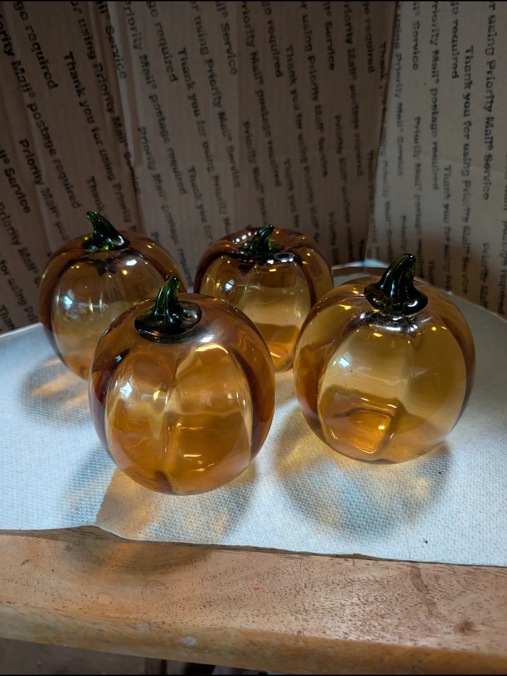 Blenco MCM Vintage Amber Glass Pumpkin Décor Set - Home Accents